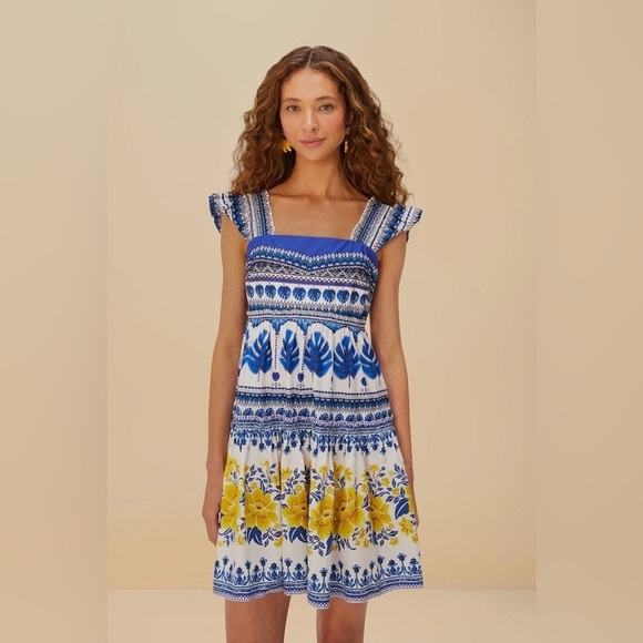 FARM Rio Dresses & Skirts - Farm Rio: Off-White Zuli Organic Cotton Mini Dress